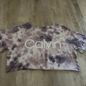 Calvin Klein Cropped Tie Dye Shirt (Size Small)